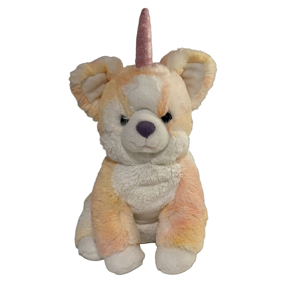 Gund Glamour 12" Peach White Unicorn Corgi Corgicorn Plush Toy 6063598